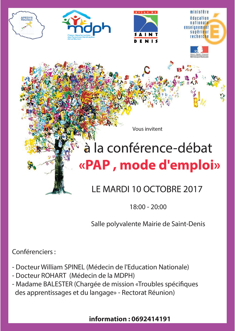 Affiche de la conférence-débat PAP mode d'emploi