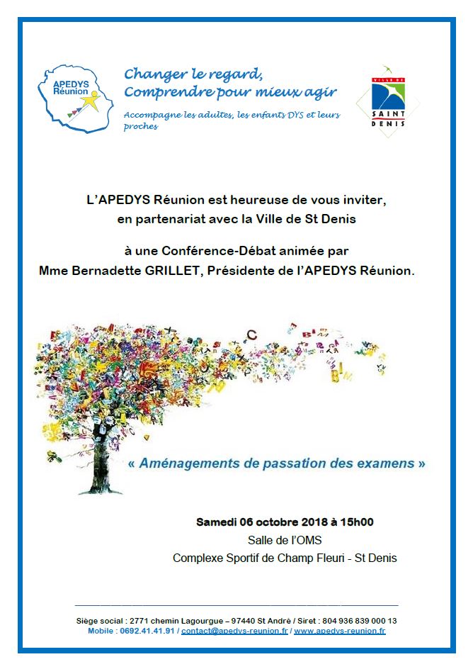  Affiche de la conférence du 6 octobre 2018 Salle OMS de Saint-Denis